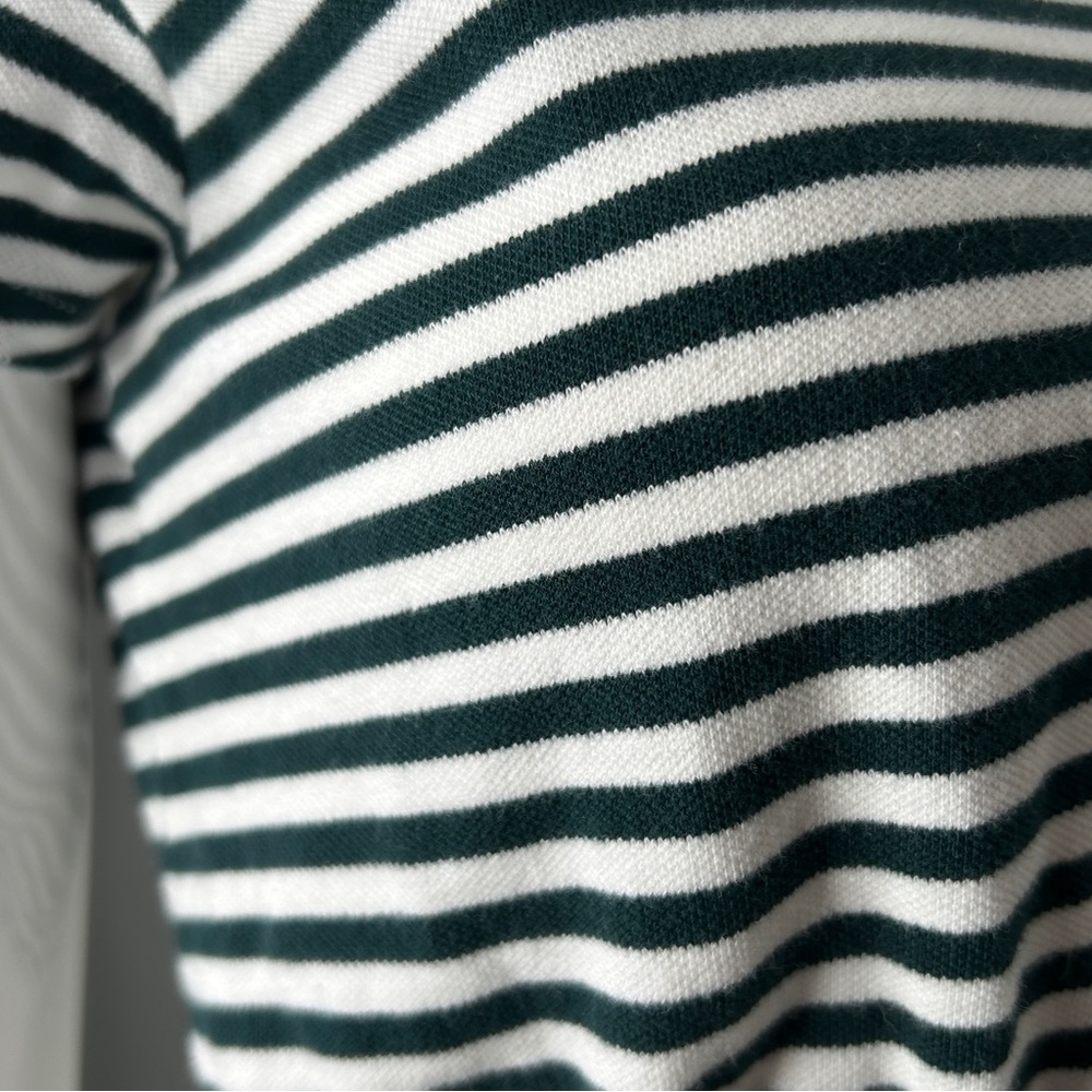 Aerie Offline Top Women's Cropped Polo S Green White Academia Striped Bubble Hem - Picture 14 of 16